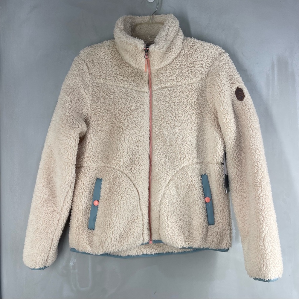 Free country sherpa butter pile Cozy Cream Sherpa Fleece Jacket Contrast Trim - Picture 2 of 10